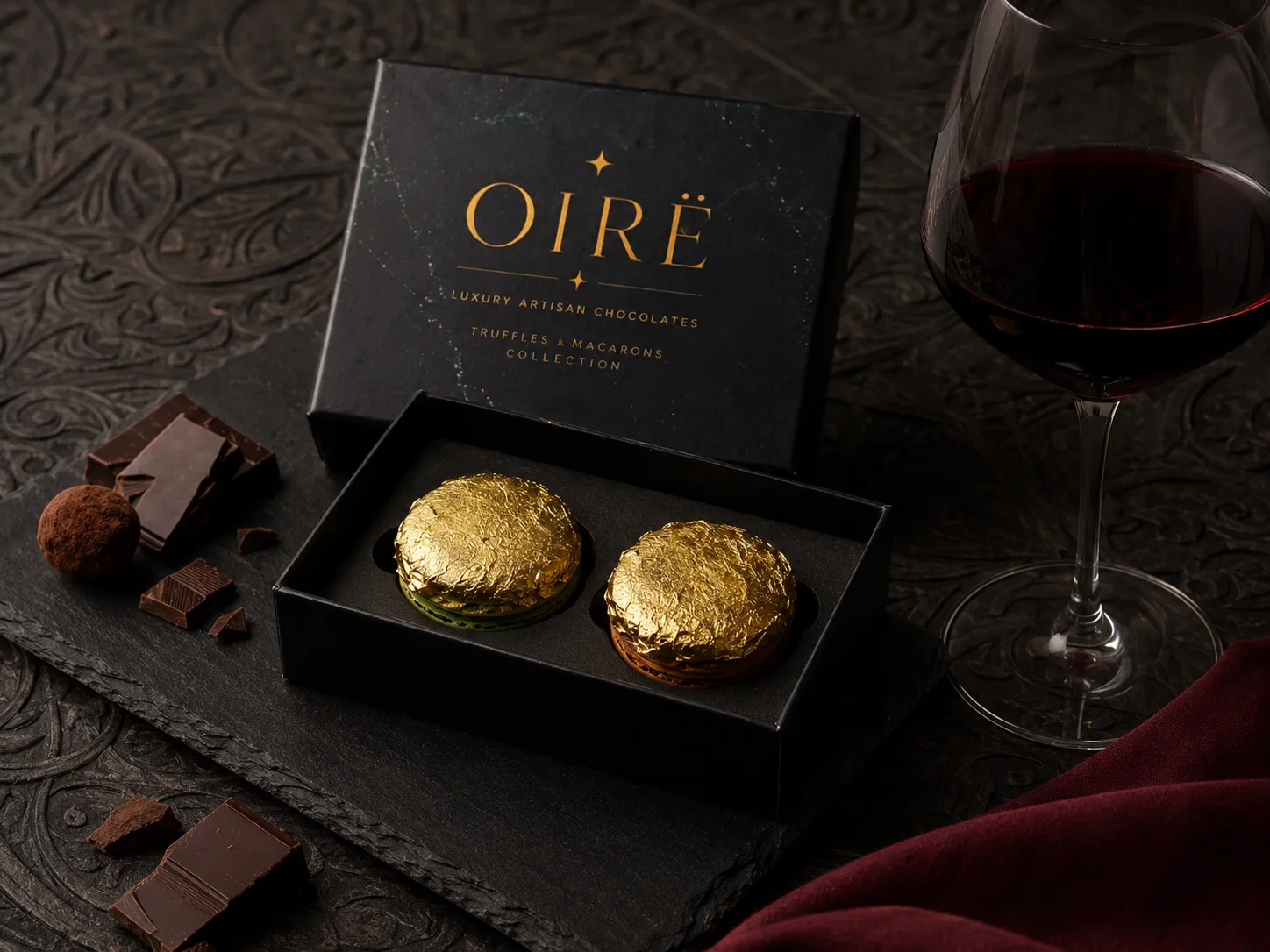 Macarons gourmet dorados con oro comestible — OIRË